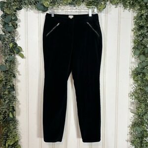 Garnet Hill‎ Women Black Corduroy Pants Size 6 Stretch Zip Pocket Slim Fit